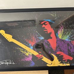 VINTAGE JIMI HENDRIX PURPLE HAZE PSYCHEDELIC FRAMED PRINT 27"x39" 