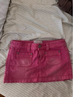 Pink denim skirt