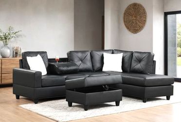 Black, Charcoal, Gray sectional sofa couch 