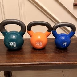 20, 25 And 35 Pound Kettlebells