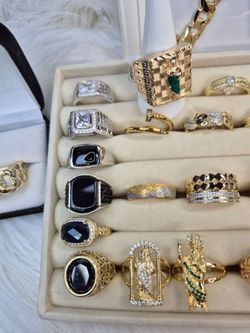 Men Rings High Quality Jewelry Hypoallergenic Waterproof Non Tarnish Excellent Quality 14K Gold Laminated 35$ each ring