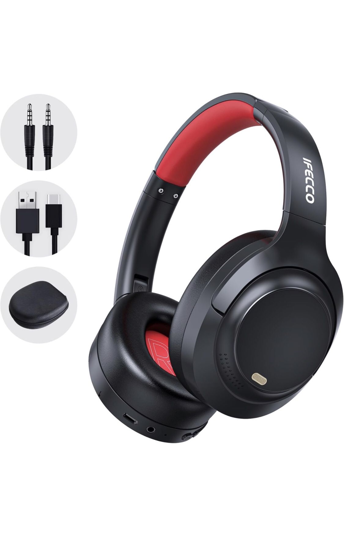 IFECCO Active Noise Cancelling Headphones Bluetooth 5.4,ANC Wireless Headphones Over Ear with Microphone,100H Play Time,HiFi Stereo Bluetooth Headset