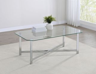 Cronin Chrome Rectangular Tempered Glass Top Cocktail Coffee Table
