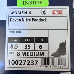 Ariat Women’s Devon Zip Nitro Paddock Equestrian Sz 8.5 NIB!