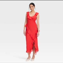 Women's Ruffle Slip Dress - A New Day Size Medium NWT Red