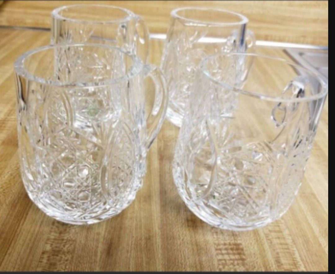 Vintage Waterford Crystal Tankard Mugs X 4