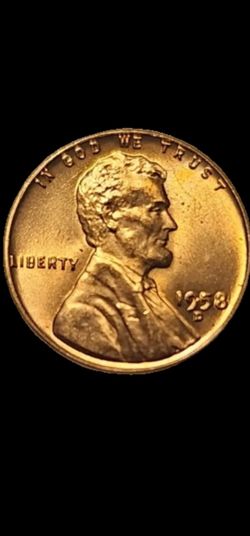 USA LINCOLN WHEAT PENNY 1958 D DOUBLE DIE, MS 67 OR 68.