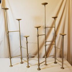 Mid Century Brutalist Multi Level Candle holder Fireplace Mantle Piece Candelabra