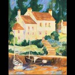 Serene Coastal Scene Oil Painting