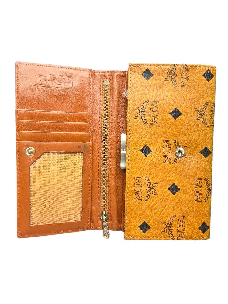 Vintage MCM Visetos Cognac Long Wallet