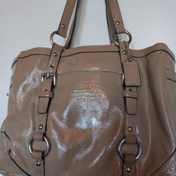 COACH BAG,  TAN, PATENT , MEDIUM 