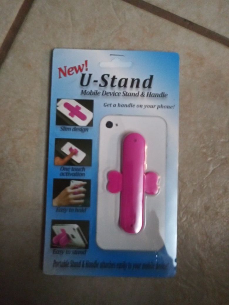 Mobile device stand and handle