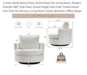 2 Unit Swivel Barrel Chairs