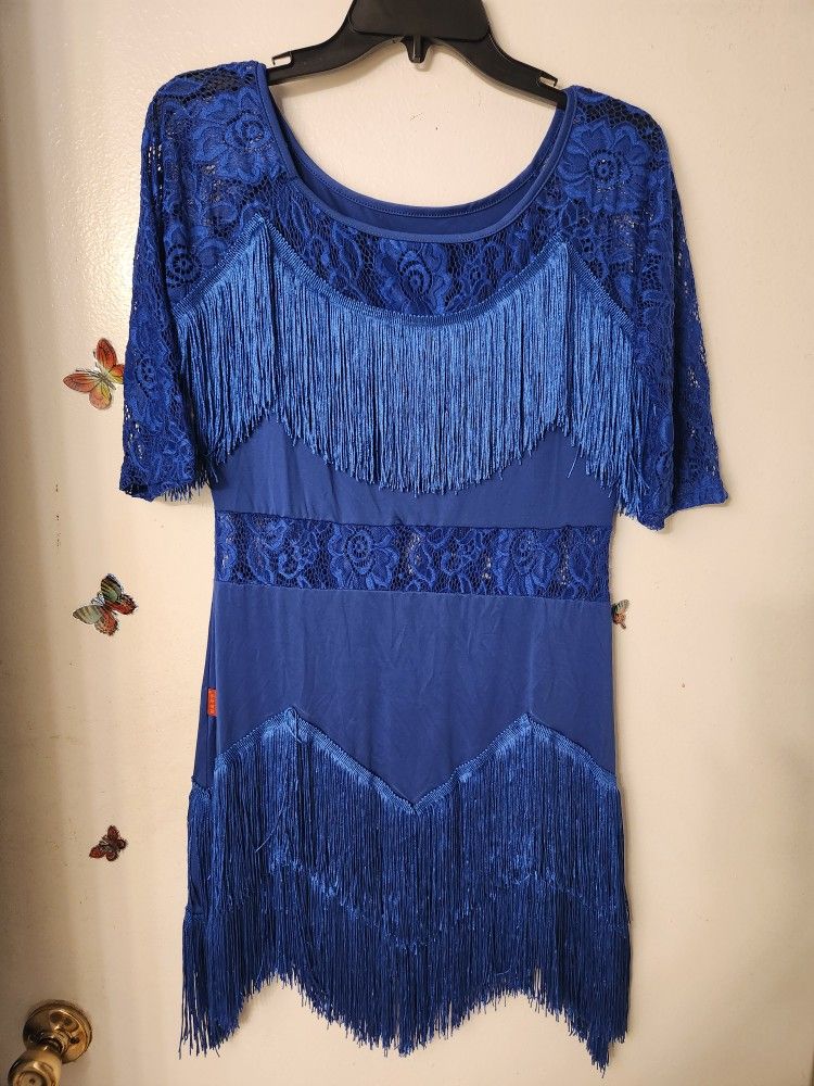 Royal Blue Flapper Dress With Shorts