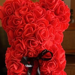 Rose Teddy Bears to your gift basket for that special person.  Red and Black to brighten the face when they open up their gifts.  New no box Size 10 i