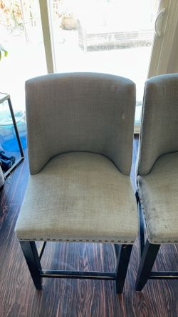 2 Light Blue Upholstered Counter Height Chairs
