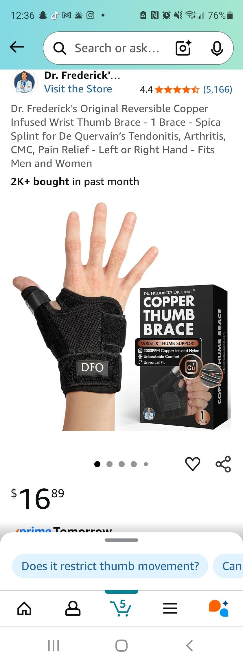Copper Thumb Brace