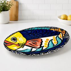 Vintage Homer Laughlin Big Fish Oval Serving Platter 15.5” Hand Painted