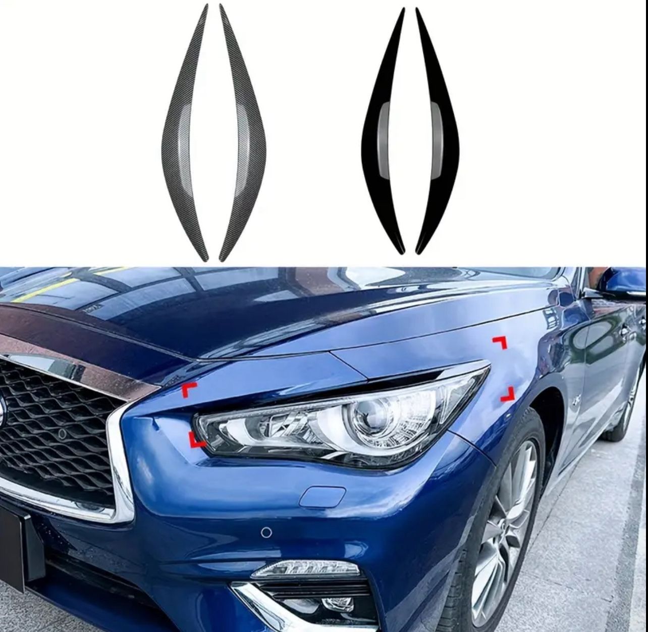 Infiniti Q50 2014-2024 Real Carbon Fiber Headlight Lashes