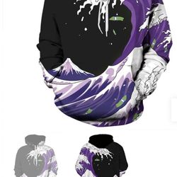 Purple Waves Hoodie Size L/XL
