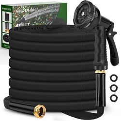 100ft, 3/4" GHT Non-Expanding  Lightweight Flexible Kink-Free Water Hose, Black, NEW