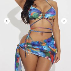 Island Wonder 3 Piece Bikini Set - Multi Color