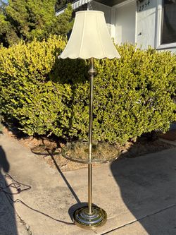 Vintage brass glass standing table lamp