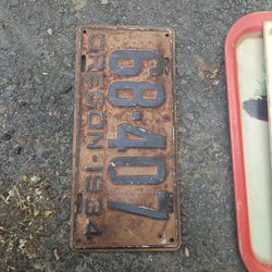1934 oregon metal license plate