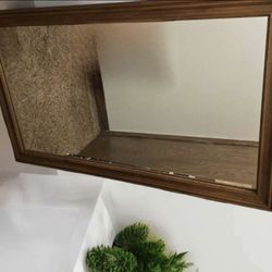 Extra Large Antique Wood hanging Mirror