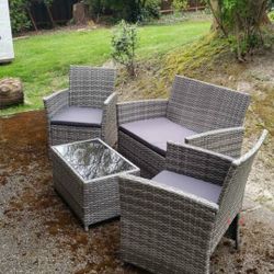 4 Piece Wicker Patio Furniture Set 