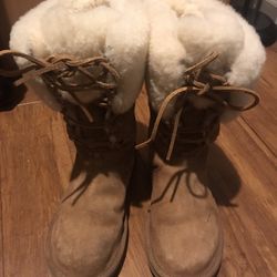 UGG AUSTRALIA MONTCLAIR BOOTS 1892 CHESTNUT SUEDE SHEEPSKIN LACE UP Size 10