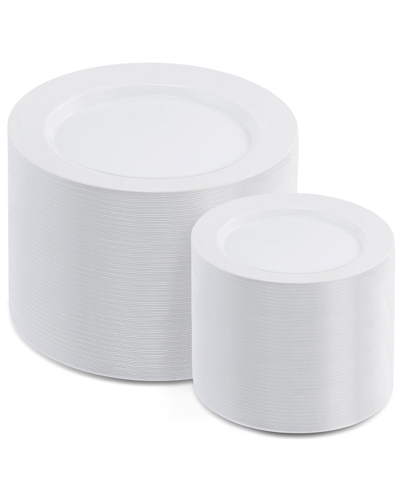200 Pieces Heavy Duty Disposable White Plastic Plates, 100 Dinner Plates & 100 Salad Plates