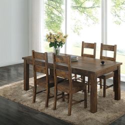 REAL WOOD DINING SET 5 Pcs JUEGO DE COMEDOR DE MADERA SÓLIDA NUEVO EN SU CAJA