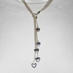 Sterling Silver 925 Hearts Necklace  18.5"Chain length