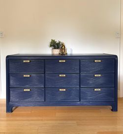 Navy Blue Pencil Reed Dresser