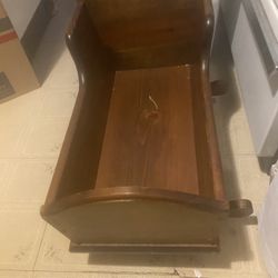 Handmade wooden rocking baby cradle