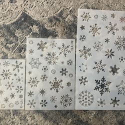 $10 (3) Christmas Snowflake Stencil Template, Reusable 