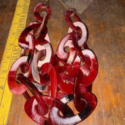 Vintage Ruby red chunky oval shapes necklace