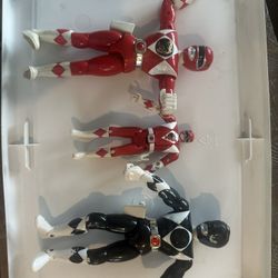 Vintage Mighty Morphin Power Rangers Action Figure Lot – Red Ranger (2) & Black Ranger