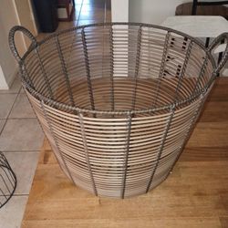 Basquet Of Metal With Wicker.
