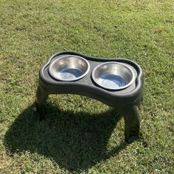 Raised Dog Food An Water Station 