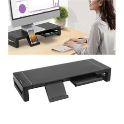 Monitor Stand, 20.5x7.9X3.3in ABS Steel Bar RGB Folding Regulable Length USB3.0 Charging Desktop Riser Computer Monitor Stand with S🆕👍Retails $77.59