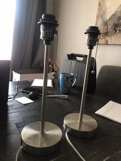 2 silver chrome nightstand lamps no lamp shades