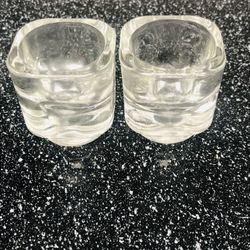 Vintage Nice And Smooth Pair Of Crystal Candle Holder With 20% Lead 
