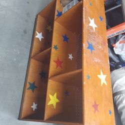Kids Wooden Bookcase On Wheels 