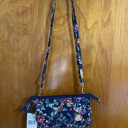 NWT Vera Bradley Women's Cotton Wallet Crossbody Purse with RFID Protection