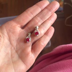 Ruby Heart Earrings