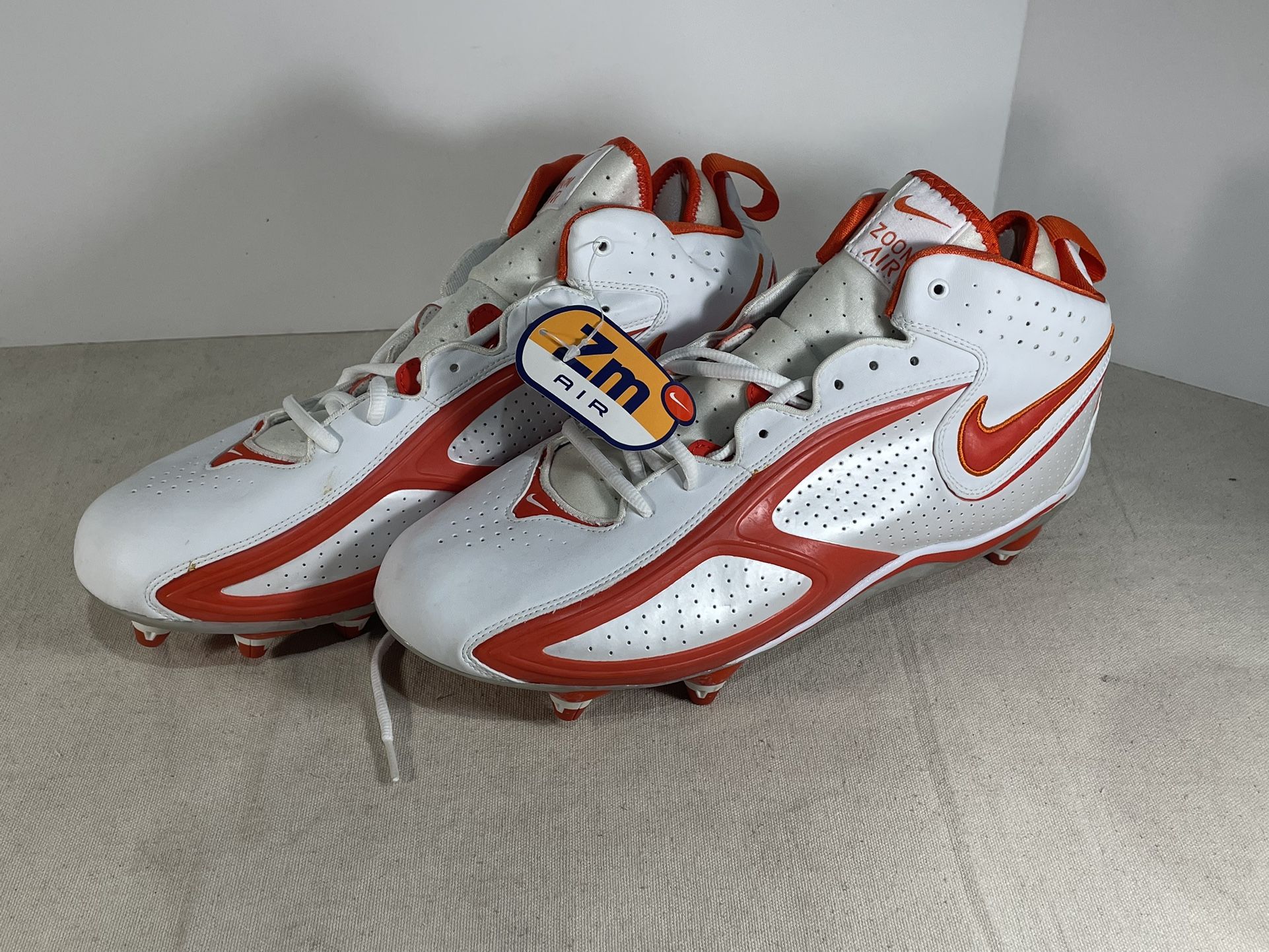 Nike Zoom Air Dri Fit Mens Football Cleats Size 14 White Orange
