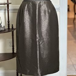 High Waist Metallic Bronze Pencil Skirt