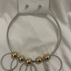 Glamour Necklace Silver N Gold Est. 2009 By Mika-16” Round